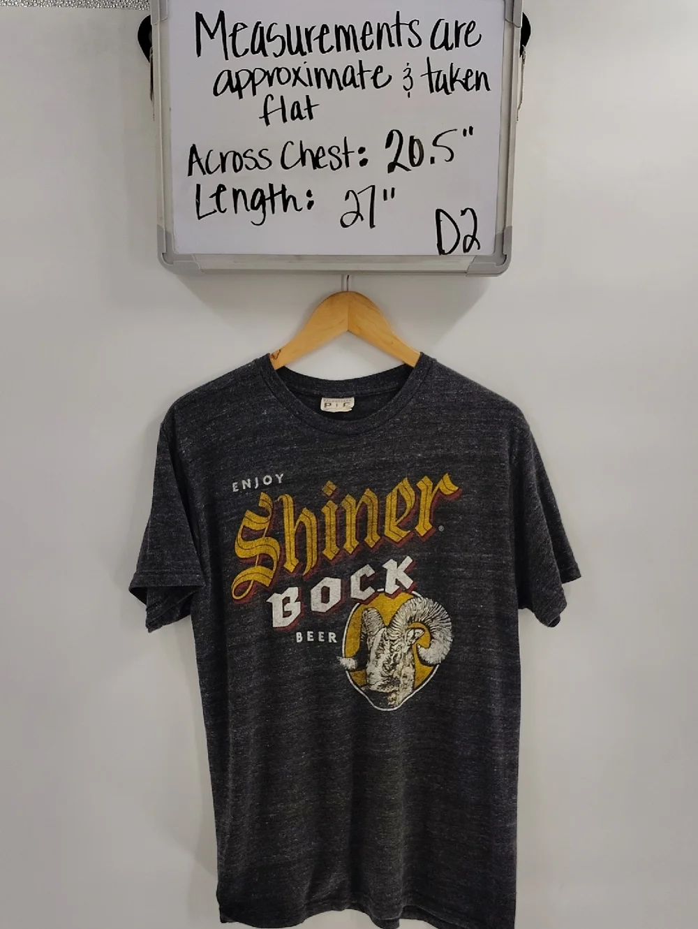 Palmer Cash Tee Size Large Shiner Bock Black Slub READ MEASUREMENTS